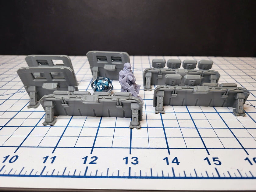 Quick Deploy Barricades - Sci-fi Scenery - by EC3D, Infinity, Legion, Scifi, Cyberpunk, Starfinder, cover, wargaming, futuristic terrain