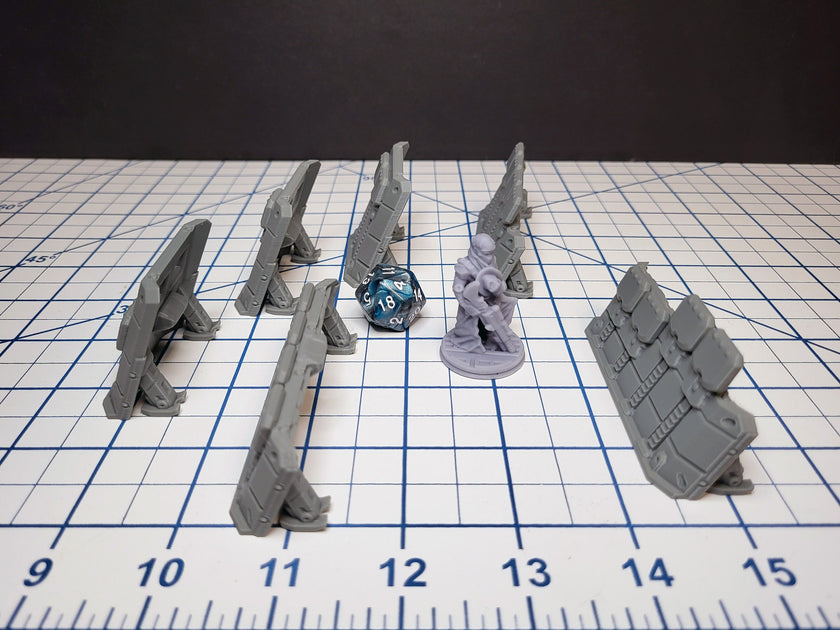 Quick Deploy Barricades - Sci-fi Scenery - by EC3D, Infinity, Legion, Scifi, Cyberpunk, Starfinder, cover, wargaming, futuristic terrain