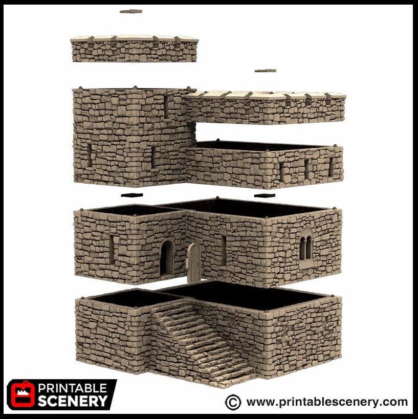 Norman Stone Fort - King and Country, DnD, Pathfinder, 15mm, 28mm, 32mm, wargaming terrain, scenery D&D fort, base, castle, stone, medieval