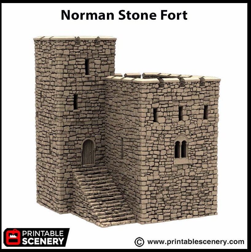 Norman Stone Fort - King and Country, DnD, Pathfinder, 15mm, 28mm, 32mm, wargaming terrain, scenery D&D fort, base, castle, stone, medieval