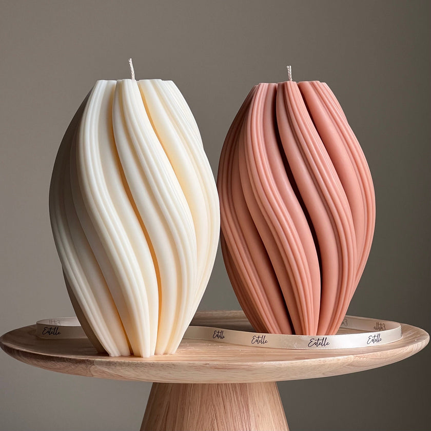 Tall Swirl Soy Wax Candle | Modern Home Decor