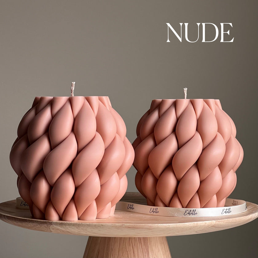Large Swirl Knot Soy Candle | Trendy Minimalist Pillar Candle