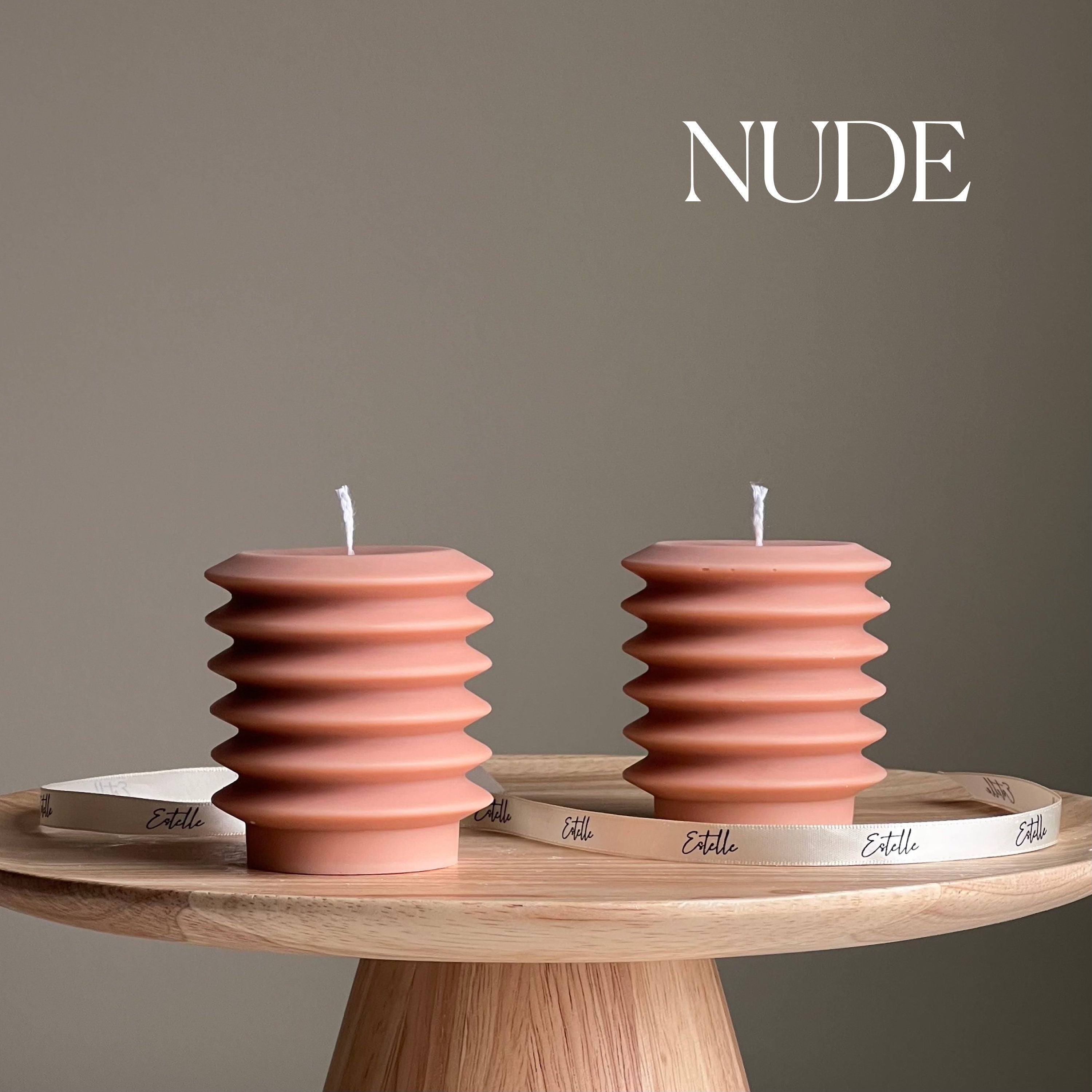 Handmade Ribbed Column Candle | Decorative Soy Wax Pillar