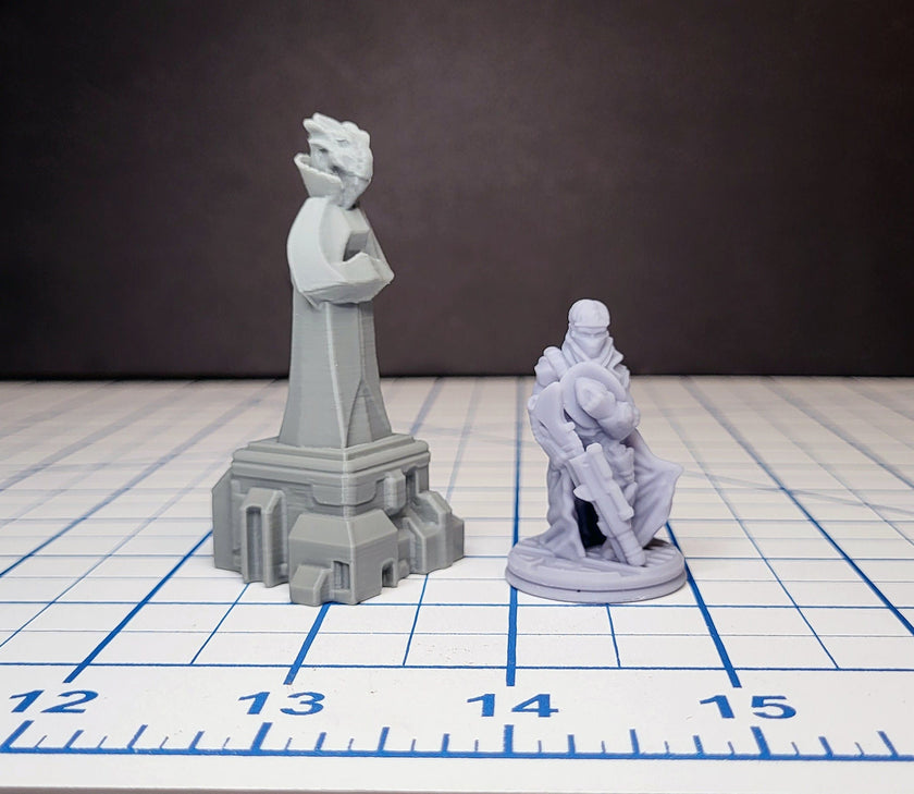 Sci-fi Scenery - Fountains and Statues - EC3D Design, Infinity, Legion, Scifi, Cyberpunk, Starfinder, courtyard, office, futuristic terrain