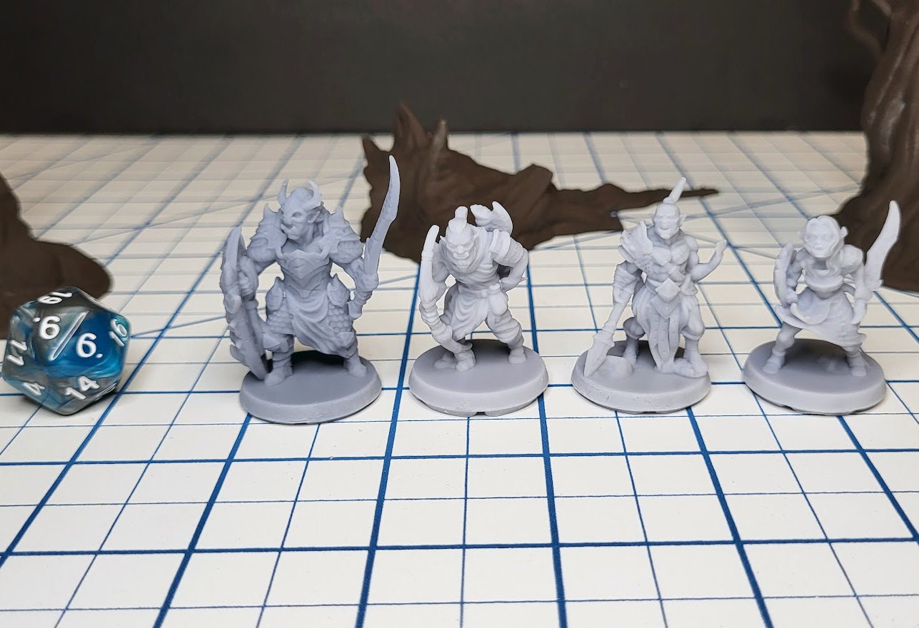 dnd essential Monster Mini Pack 2 - 22 Miniatures! - EC3D, Pathfinder 2E, Kobold, Orc, Gnoll, Bandit, Goblin | 32mm | TTRPG | Wargaming