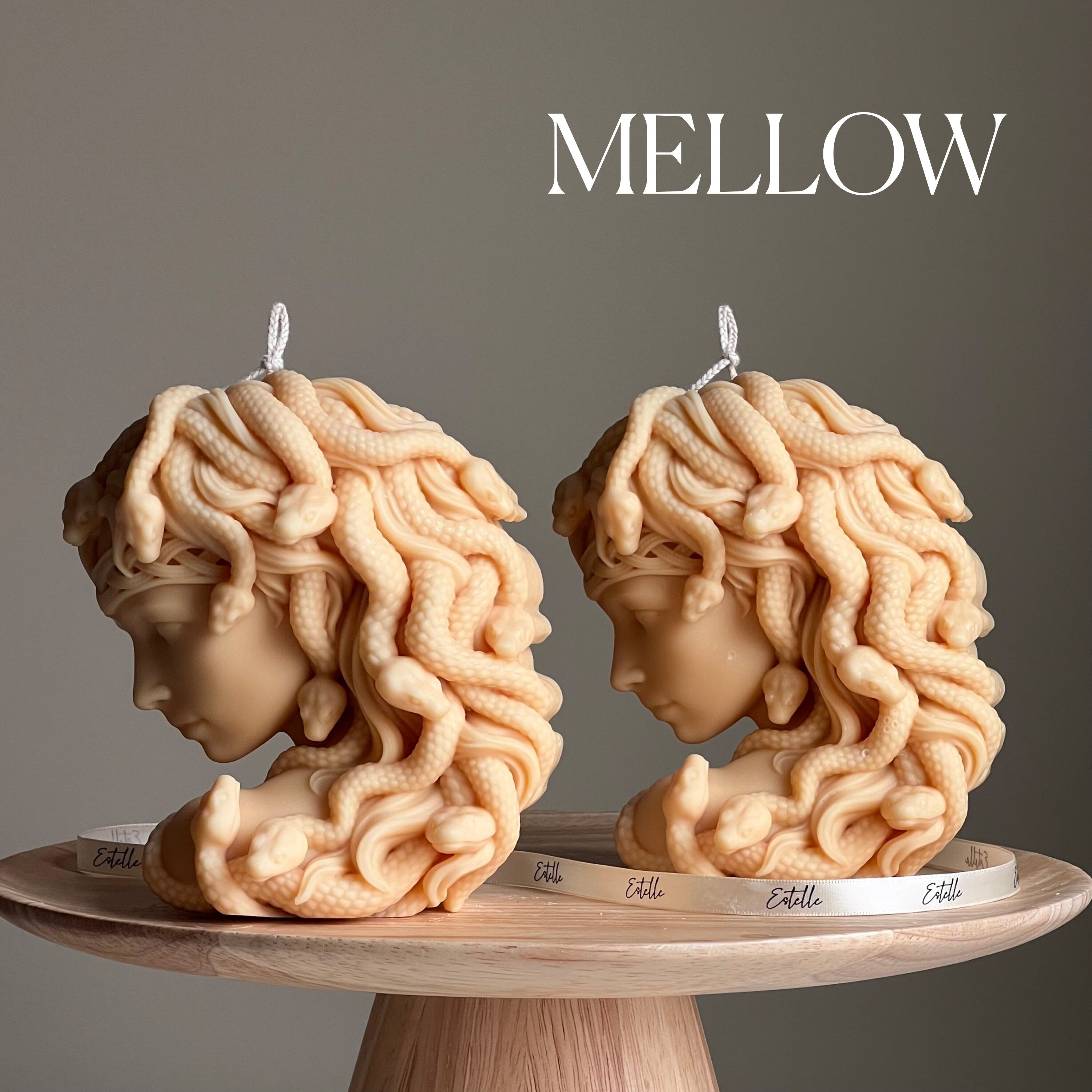Medusa Soy Wax Candle: Sculptural Woman Head Statue Candle