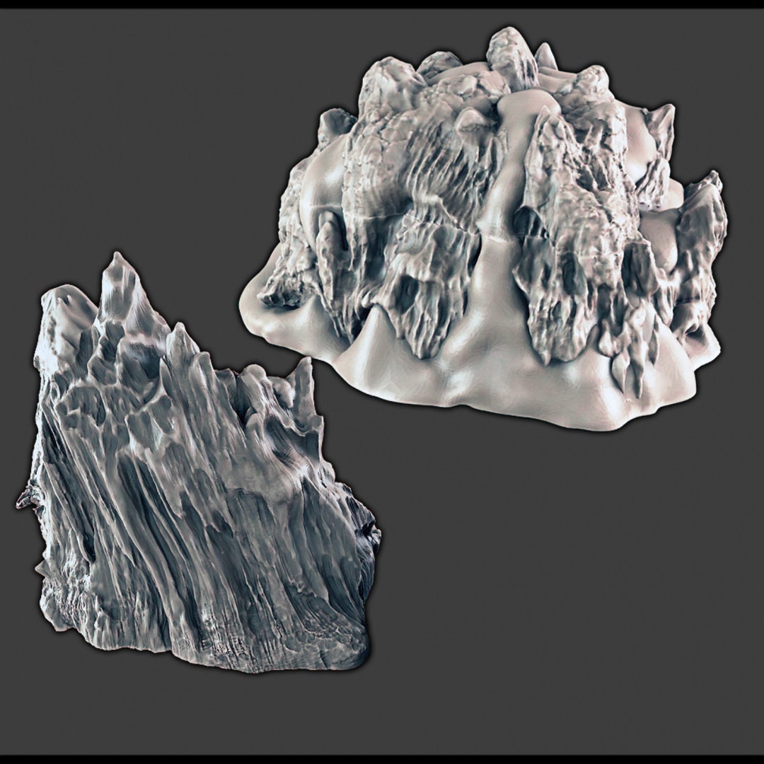 Wintry / Icy Cavern and Ledge - DND & Wargaming Terrain - EC3D Wintertide, Snow, Arctic, scatter scenery, Pathfinder 2E, Fantasy Nature Rock