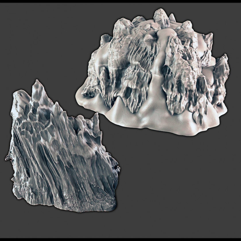 Wintry / Icy Cavern and Ledge - DND & Wargaming Terrain - EC3D Wintertide, Snow, Arctic, scatter scenery, Pathfinder 2E, Fantasy Nature Rock