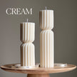 Big Ribbed Hourglass Pillar Candle | Sculptural Soy Candle
