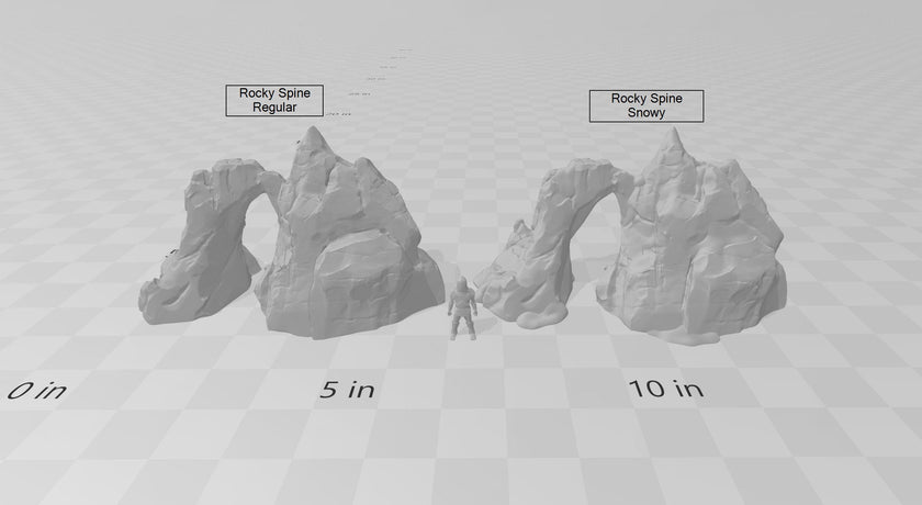 Rocky and Mountain Spines - DND & Wargaming Terrain - EC3D Wintertide, Snow, Arctic, scatter scenery, Pathfinder 2E, Fantasy Nature Rock