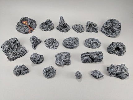 20 Rock Bundle - DND & Wargaming Terrain - EC3D Heroes Hoard, scatter scenery, Pathfinder 2E, Fantasy, Nature, Rocks, Outdoor, Mountain