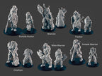 Ice / Arctic Tribe DND mini set - EC3D Wintertide, Winter Miniature | Villager | Fighter | Druid | Snow | Arctic | Pathfinder | Hunter