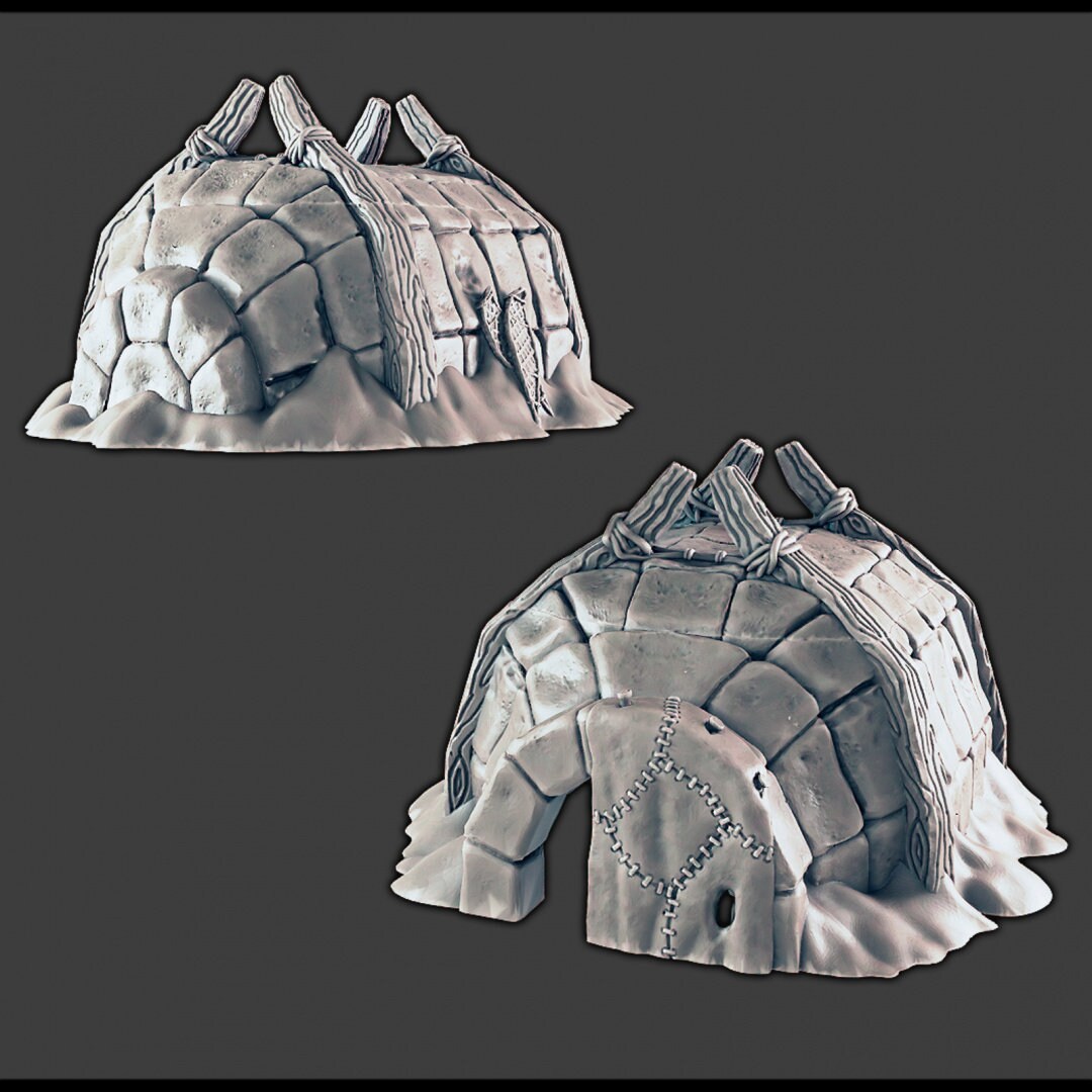 Hunter Igloo - DND & Wargaming Terrain - EC3D Wilds of Wintertide, Fantasy, Snow, Arctic, Cold, scatter scenery, Pathfinder 2E, Fantasy
