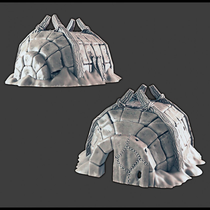 Hunter Igloo - DND & Wargaming Terrain - EC3D Wilds of Wintertide, Fantasy, Snow, Arctic, Cold, scatter scenery, Pathfinder 2E, Fantasy
