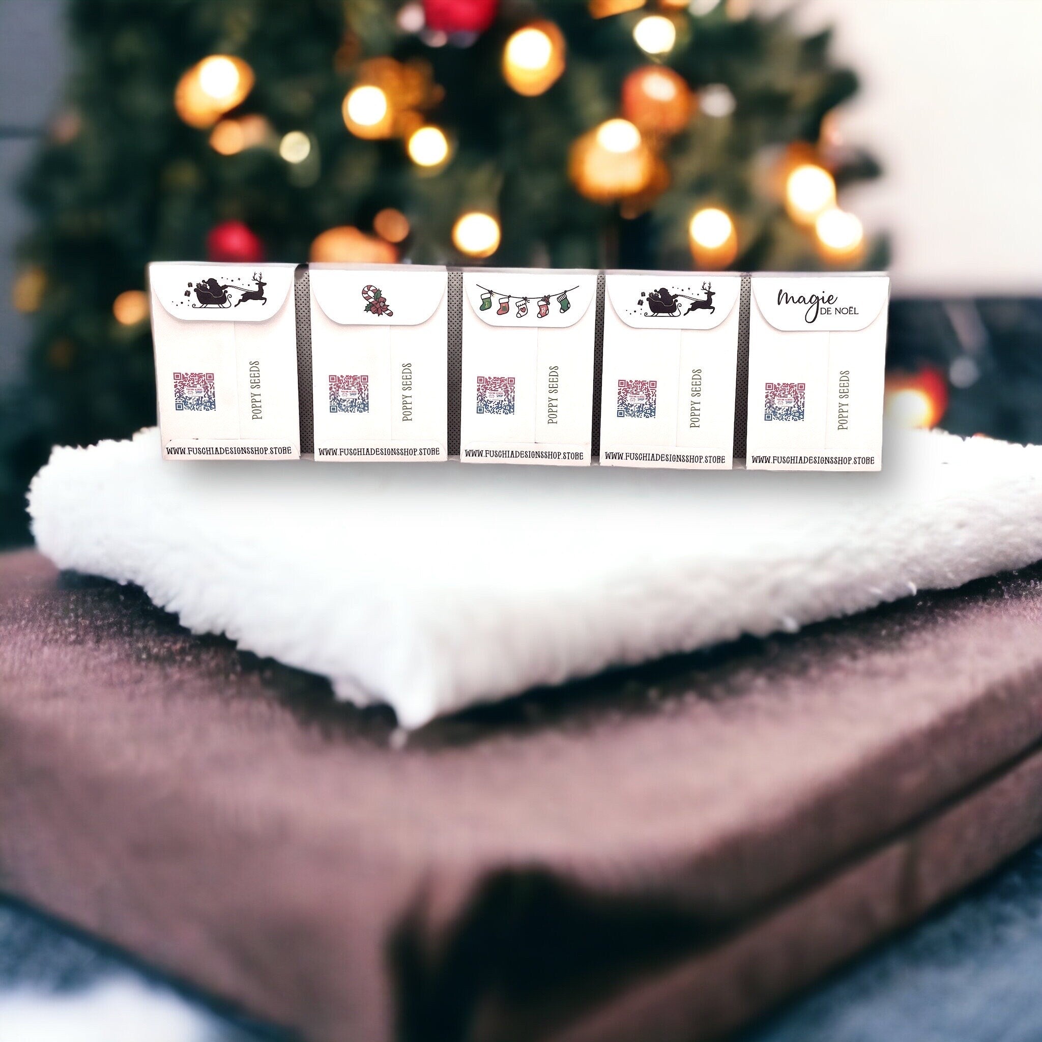 Seed Packages - Christmas - French - Paquets de graines françaises pour Noël - Comprend 10 paquets de graines de pavot