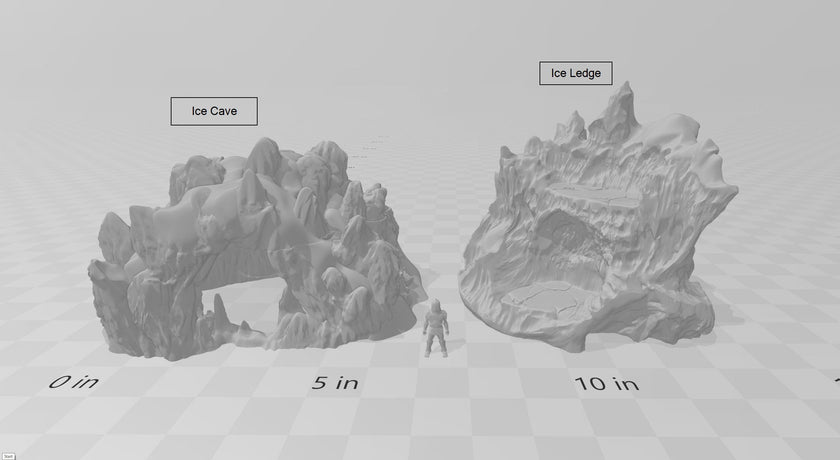Wintry / Icy Cavern and Ledge - DND & Wargaming Terrain - EC3D Wintertide, Snow, Arctic, scatter scenery, Pathfinder 2E, Fantasy Nature Rock