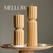Set of 2 Ribbed Hourglass Pillar Candle Set: Sculptural Soy Wax Candles
