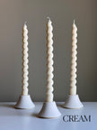 Tall Twisted Soy Wax Taper Candle: Handmade Pastel Decor