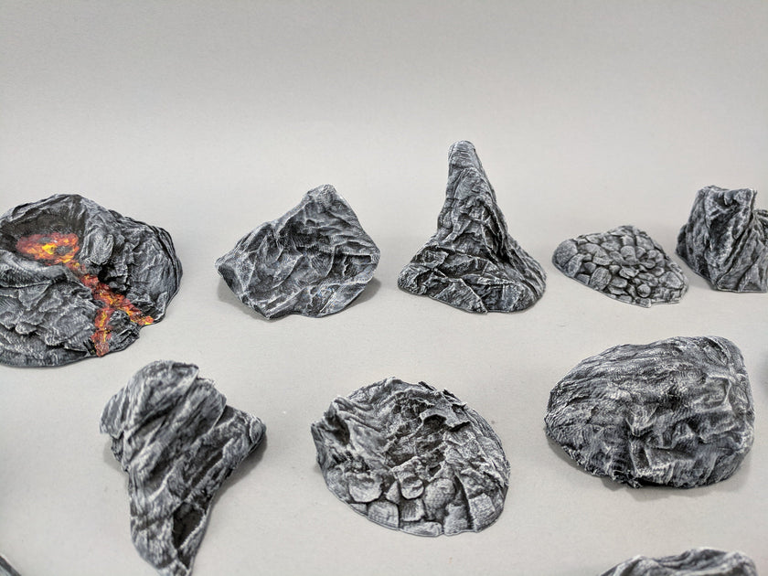 20 Rock Bundle - DND & Wargaming Terrain - EC3D Heroes Hoard, scatter scenery, Pathfinder 2E, Fantasy, Nature, Rocks, Outdoor, Mountain