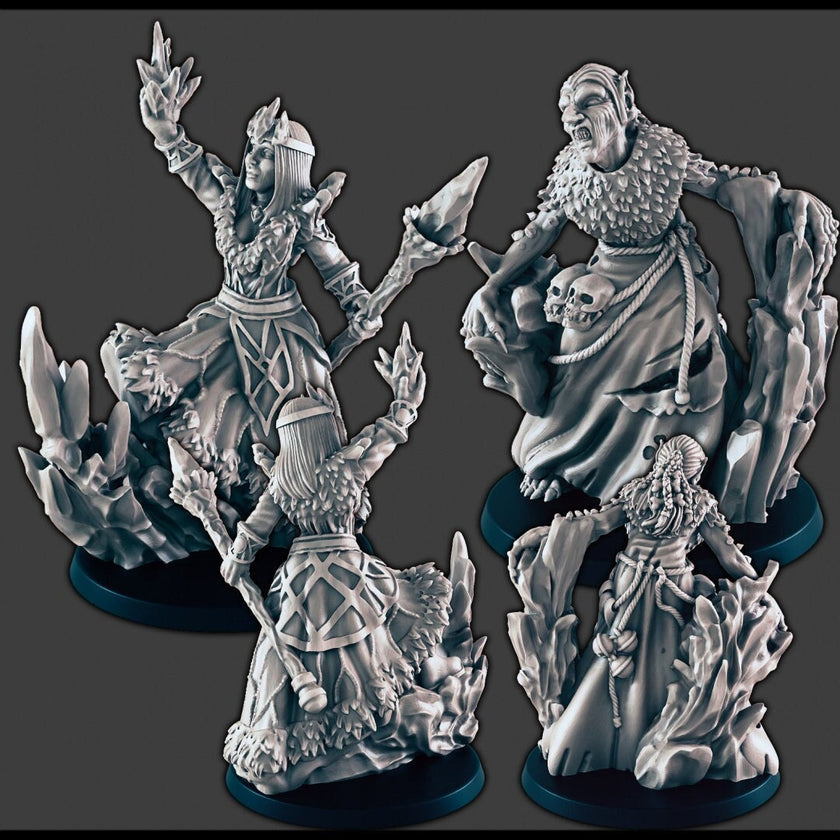 Arctic Witches / Hags DND mini set- EC3D Wintertide, Winter Miniature | Witch | Sorceress | Wizard | Snow | Arctic | Pathfinder | Hunter
