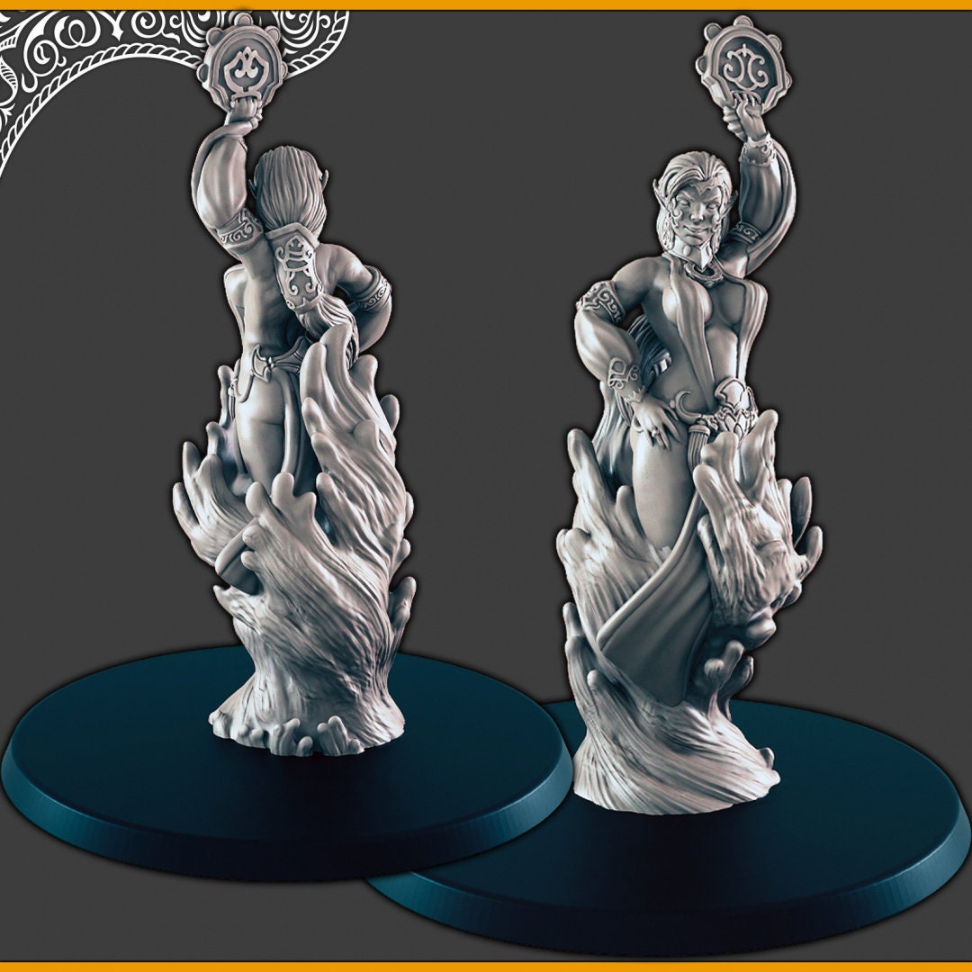 Elemental Djinn - DND mini, EC3D Scorching Sands, Desert Miniatures | Fire | Earth | Water | Air | Genie | Sand | Eastern | Djinni