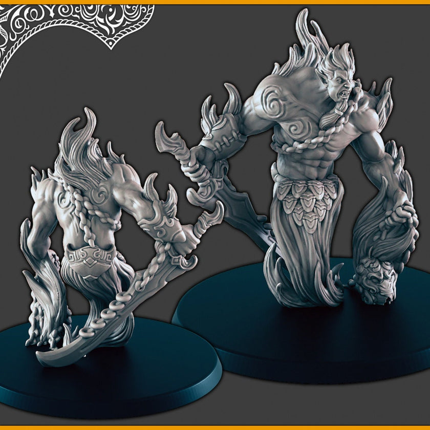 Elemental Djinn - DND mini, EC3D Scorching Sands, Desert Miniatures | Fire | Earth | Water | Air | Genie | Sand | Eastern | Djinni