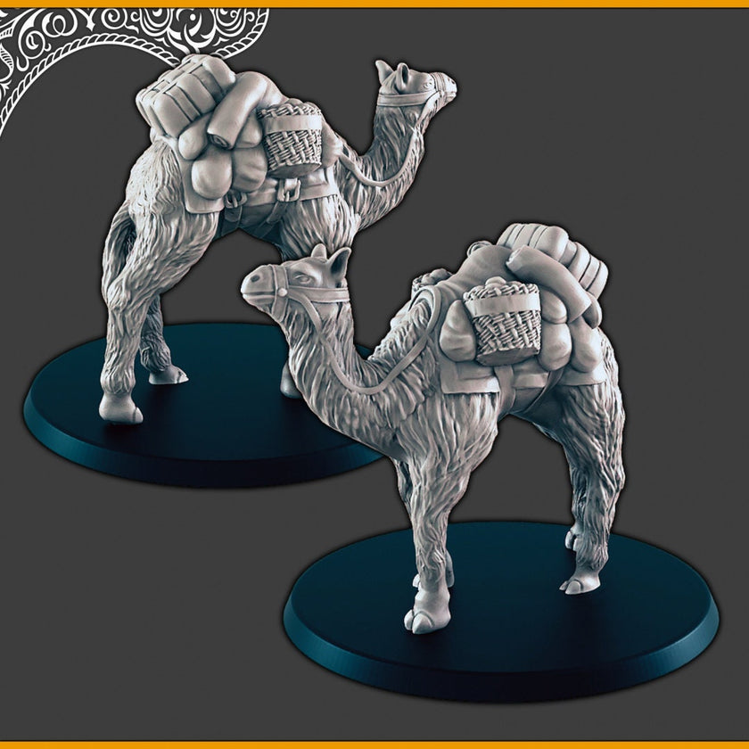 Camels - DND mini, EC3D Scorching Sands, Desert Miniatures | Animal | Pack | Oasis | Eastern | Arabian | Sand | Large | Caravan
