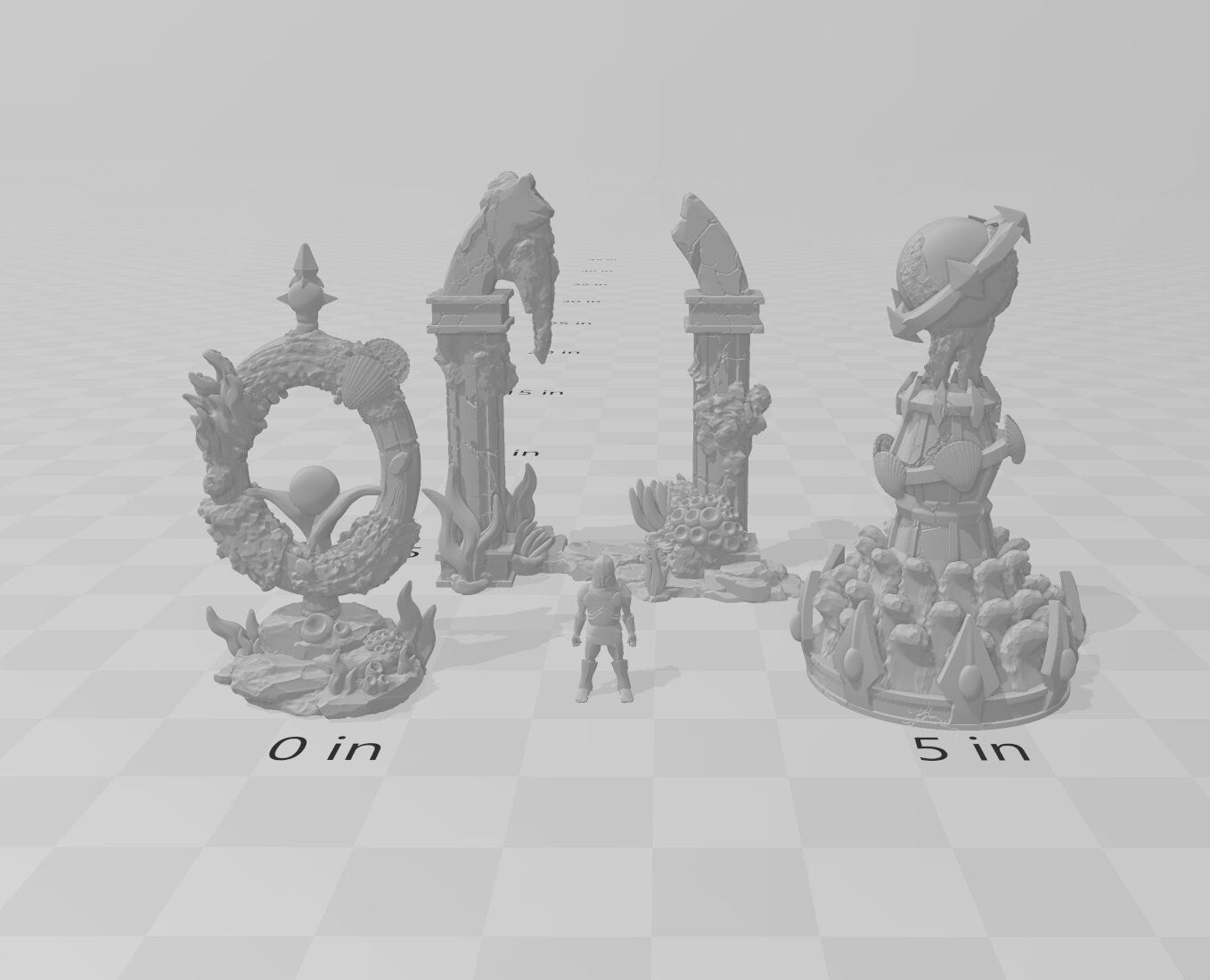 Merghouls Terrain - dnd and wargaming miniature - Underwater Scatter Terrain, Deep Sea, Ocean, Atlantis, Fantasy, Merfolk, Triton Pathfinder