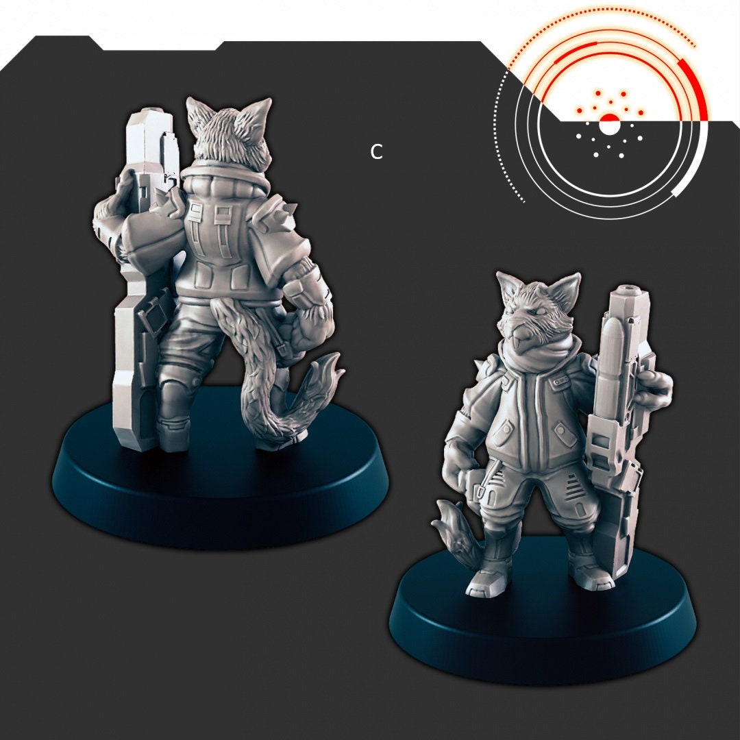 Sci-Fi Ship Members mini set - EC3D | Legion | Cyberpunk | Starfinder | Scifi | Hover Wheelchair | Futuristic | Cybernetic | Rat | Alien