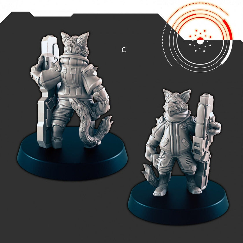 Sci-Fi Ship Members mini set - EC3D | Legion | Cyberpunk | Starfinder | Scifi | Hover Wheelchair | Futuristic | Cybernetic | Rat | Alien