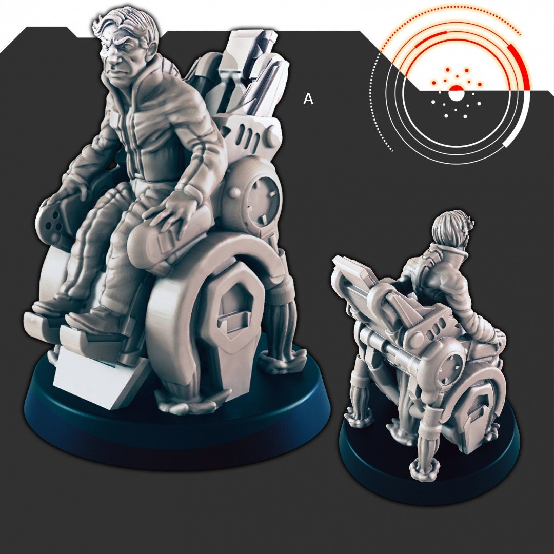 Sci-Fi Ship Members mini set - EC3D | Legion | Cyberpunk | Starfinder | Scifi | Hover Wheelchair | Futuristic | Cybernetic | Rat | Alien