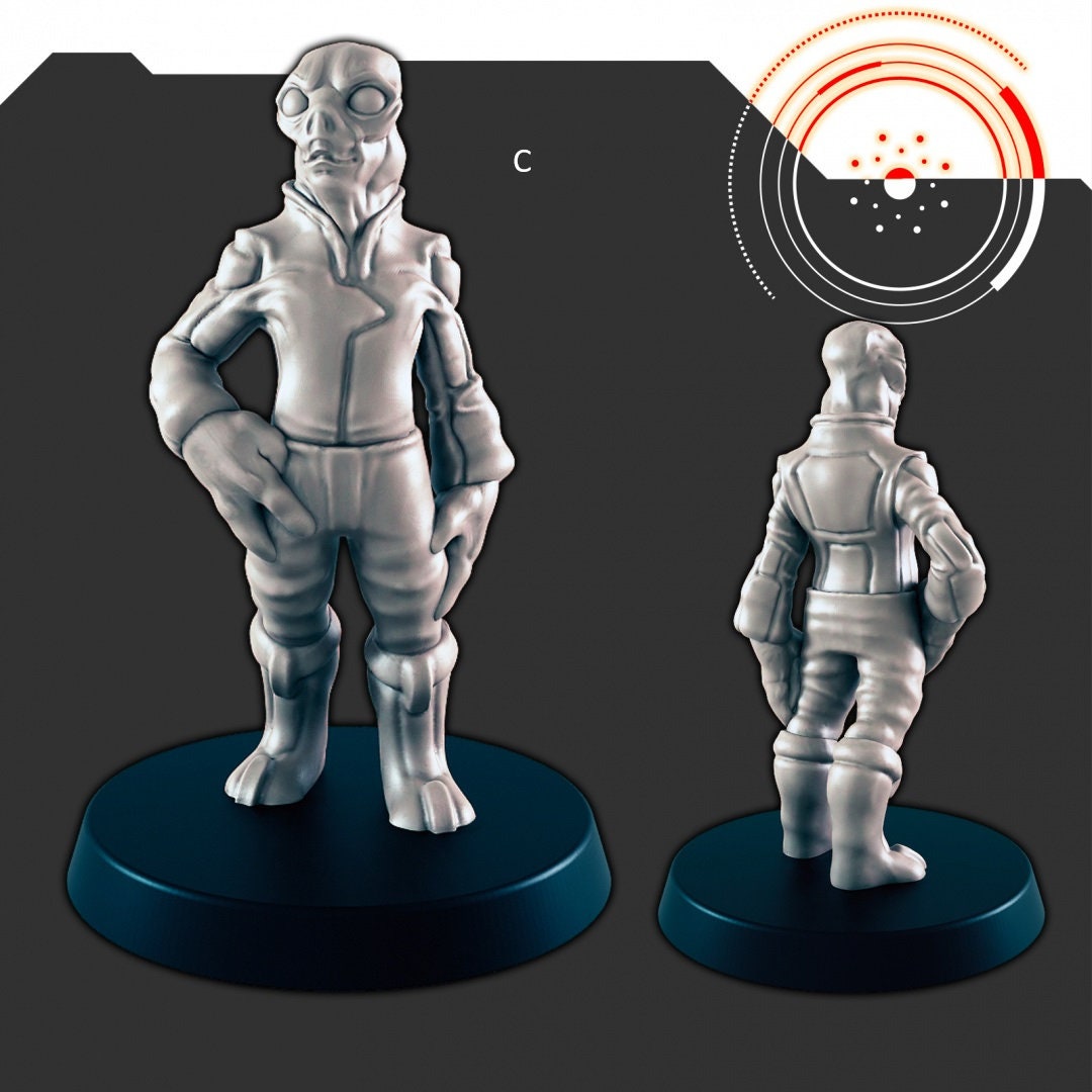 Sci-Fi Alien Civilians mini set - EC3D | Legion | Cyberpunk | Starfinder | Scifi | Futuristic | Cybernetic | Alien | Male | Female