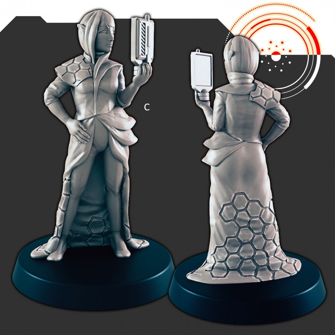 Sci-fi Explorers and Scientists mini set - EC3D | Legion | Cyberpunk | Starfinder | Scifi | Futuristic | Cybernetic | Space | Male | Female
