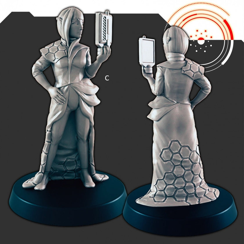 Sci-fi Explorers and Scientists mini set - EC3D | Legion | Cyberpunk | Starfinder | Scifi | Futuristic | Cybernetic | Space | Male | Female