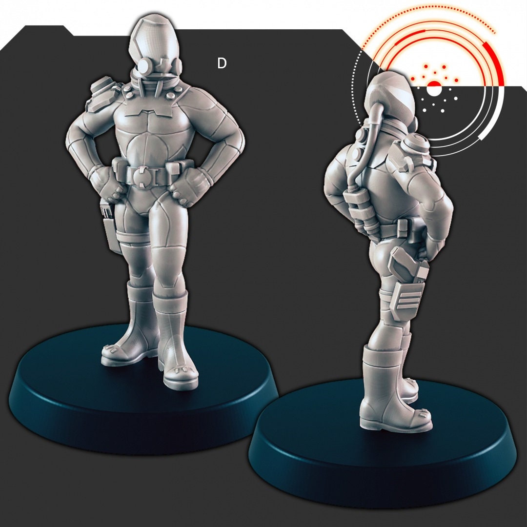 Sci-fi Explorers and Scientists mini set - EC3D | Legion | Cyberpunk | Starfinder | Scifi | Futuristic | Cybernetic | Space | Male | Female