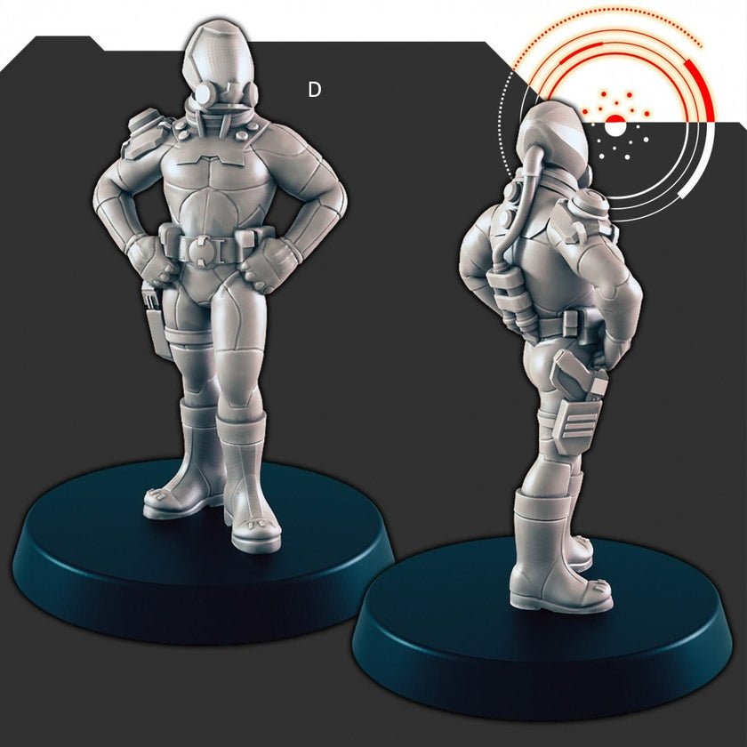 Sci-fi Explorers and Scientists mini set - EC3D | Legion | Cyberpunk | Starfinder | Scifi | Futuristic | Cybernetic | Space | Male | Female