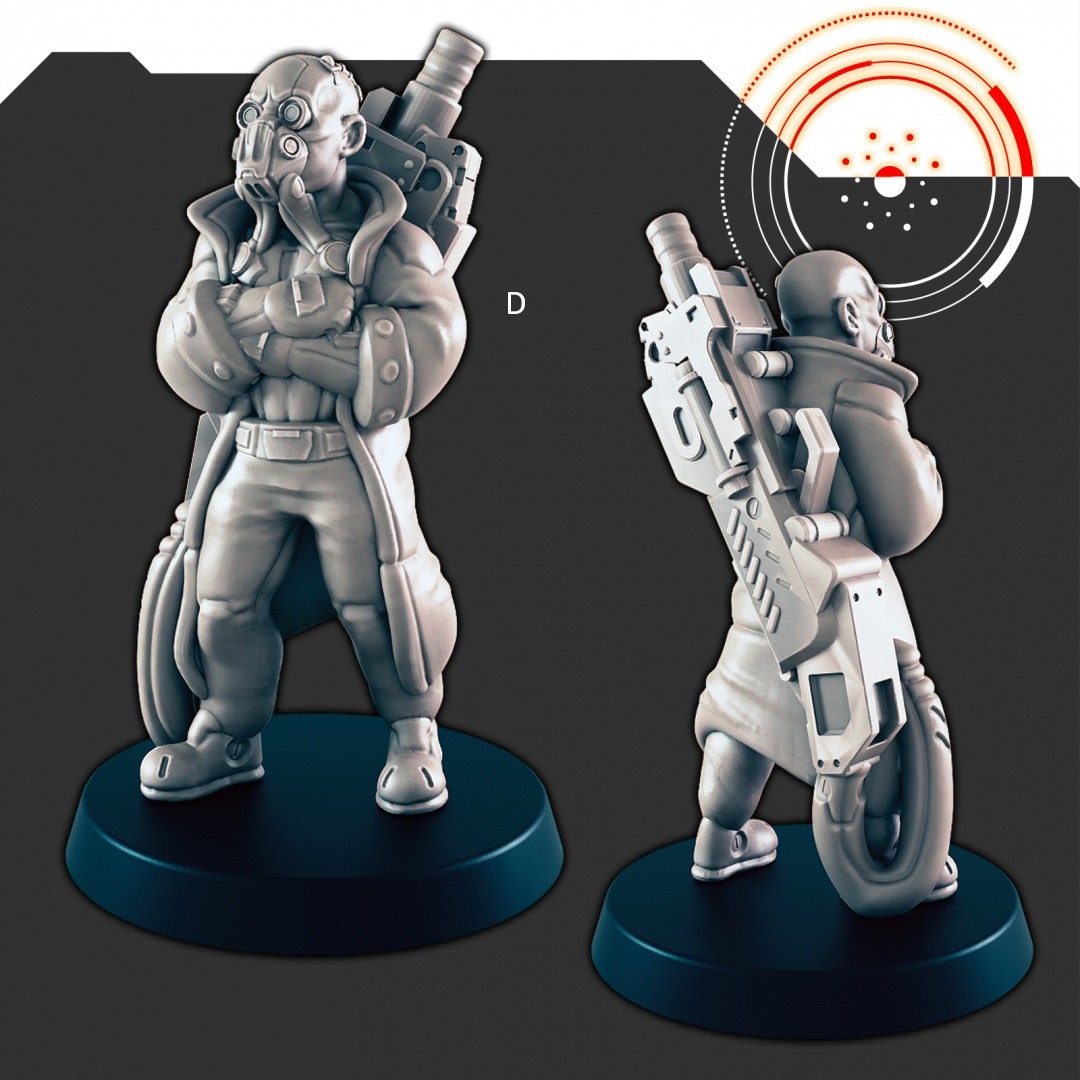 Sci-Fi Crew #1 mini set - EC3D | Legion | Cyberpunk | Starfinder | Scifi | Futuristic | Cybernetic | Alien | Human | Male | Spaceship
