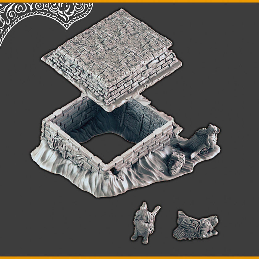 Sinking Tomb  - DND Terrain, EC3D Scorching Sands, Desert Miniatures | Temple | Sand  | Dunes | Scatter Scenery | Pathfinder | Wargaming