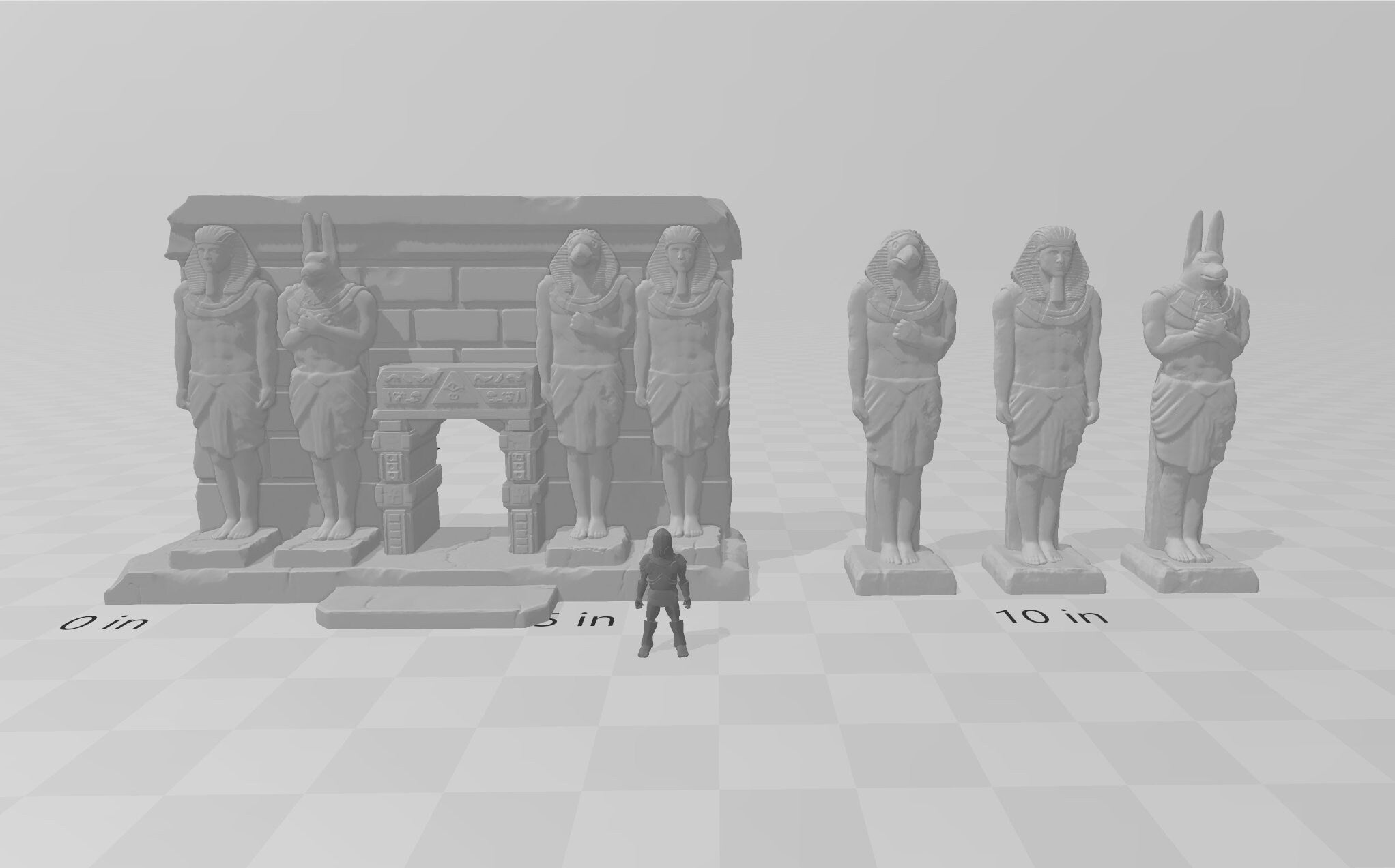Egyptian Temple Facade / statues - DND and Wargaming Terrain, EC3D - Desert Miniatures | Temple | Sand | Dunes, Scatter Scenery, Pathfinder