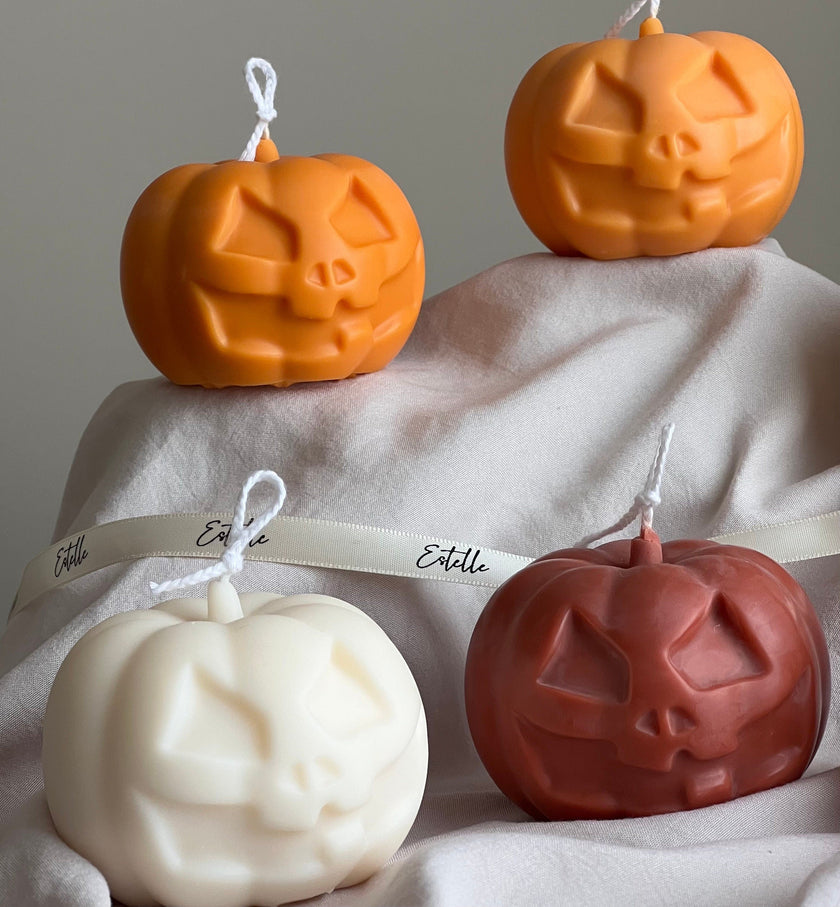 Hand Poured Halloween Pumpkin Candle | Soy Wax Sculptural Candle