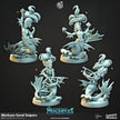 Merkyes Coral Snipers - dnd and wargaming miniature - Merfolk, Mermaid, Triton, Pathfinder, Aquatic, Monster, Ranger, Wizard, Sorcerer