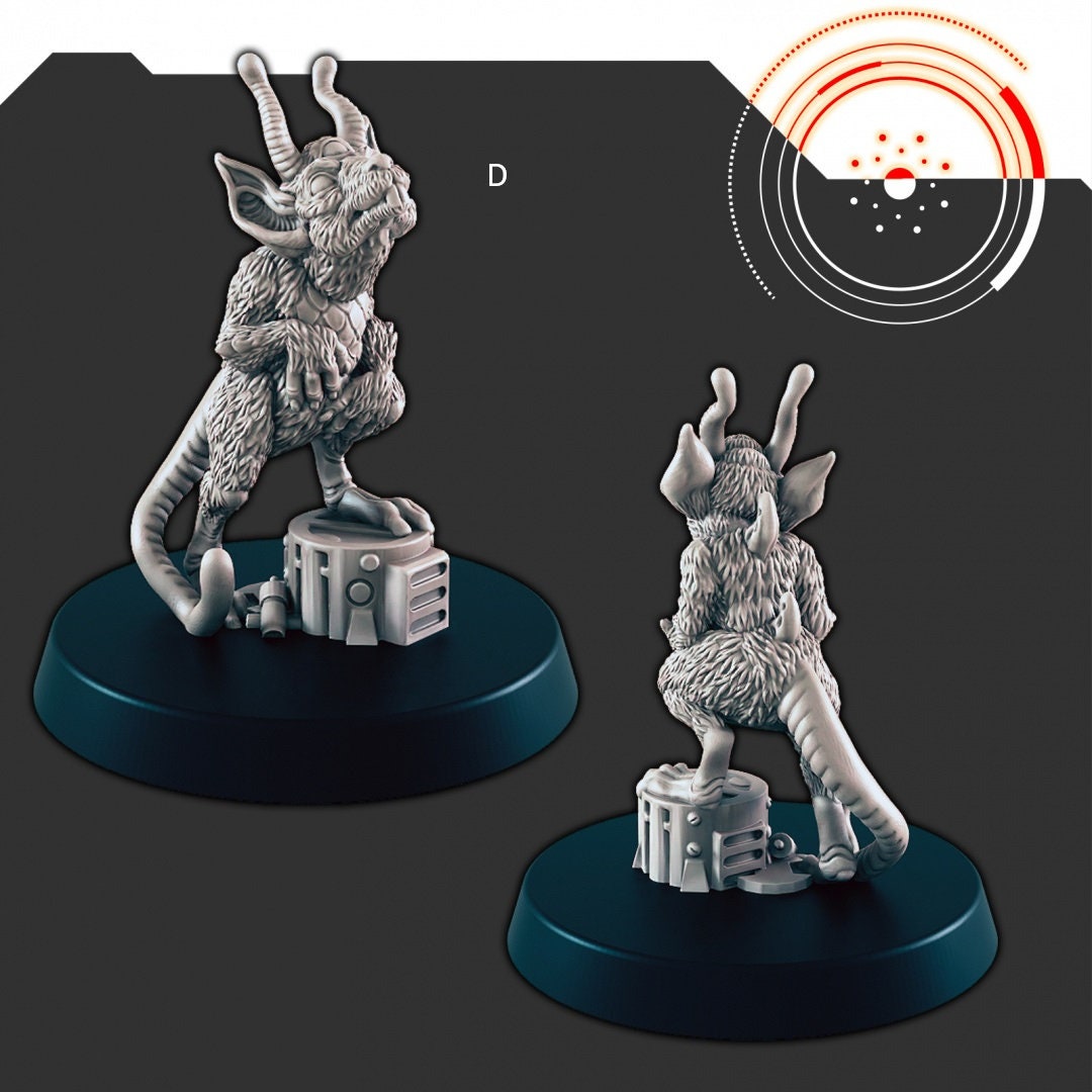 Sci-Fi Ship Members mini set - EC3D | Legion | Cyberpunk | Starfinder | Scifi | Hover Wheelchair | Futuristic | Cybernetic | Rat | Alien