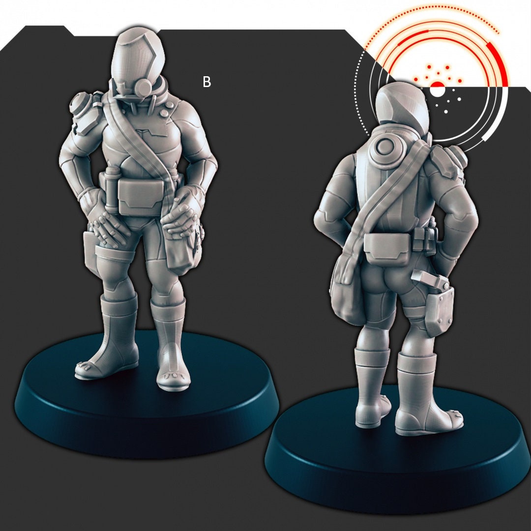Sci-fi Explorers and Scientists mini set - EC3D | Legion | Cyberpunk | Starfinder | Scifi | Futuristic | Cybernetic | Space | Male | Female