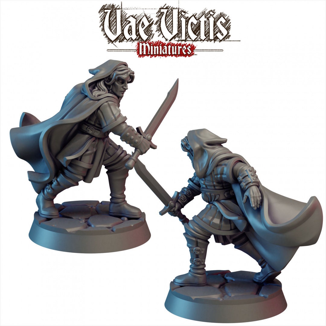 Elf Swordsman Mini - Vae Victis, DnD | Male | Fighter | Barbarian | 28mm | Pathfinder | Fantasy | Wargaming | Rogue | Elven | Drow