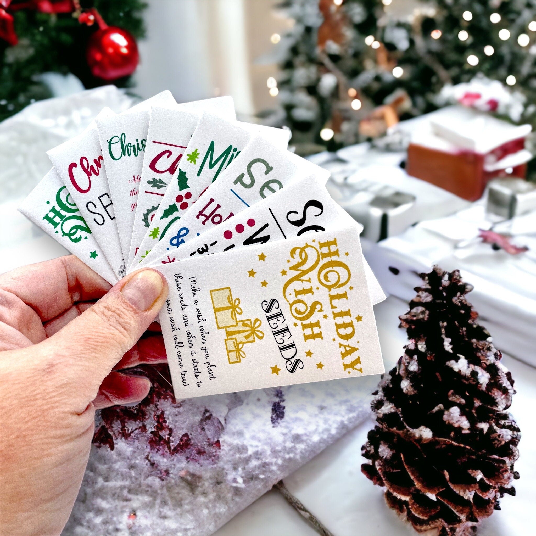 Seed Packages - Christmas - Wish Seeds - Ornament or Gift Tag - Includes 10 Packs of seeds
