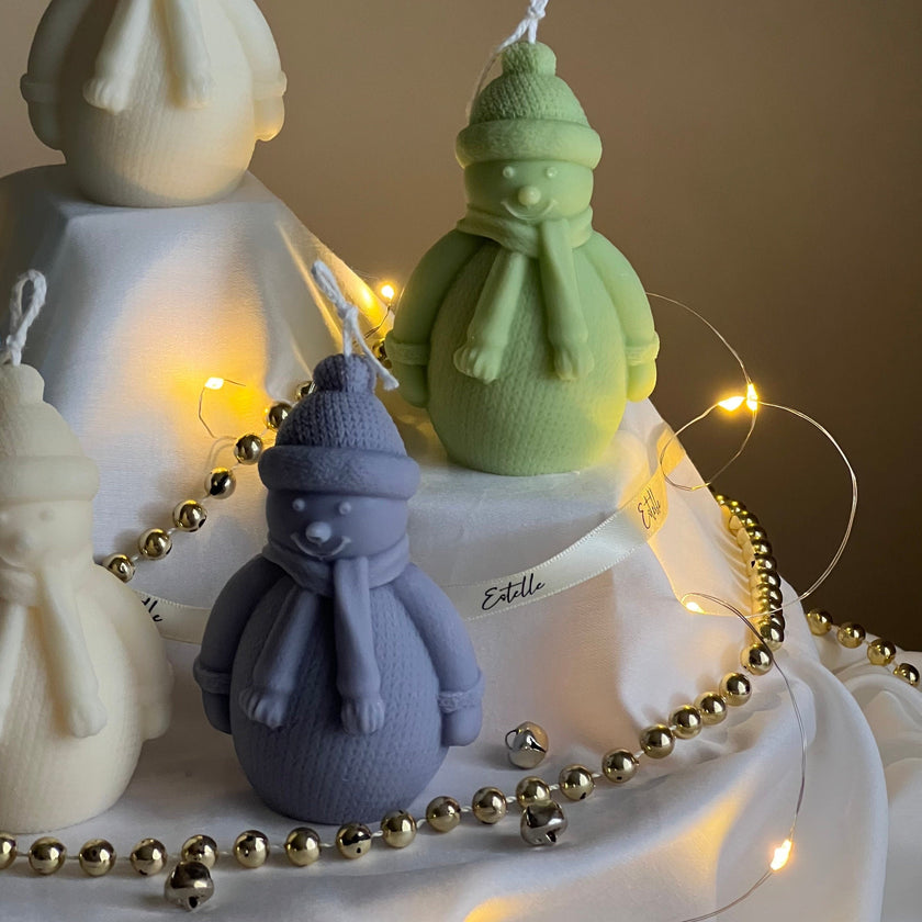 Handmade Snowman Soy Candle: Christmas Home Decor