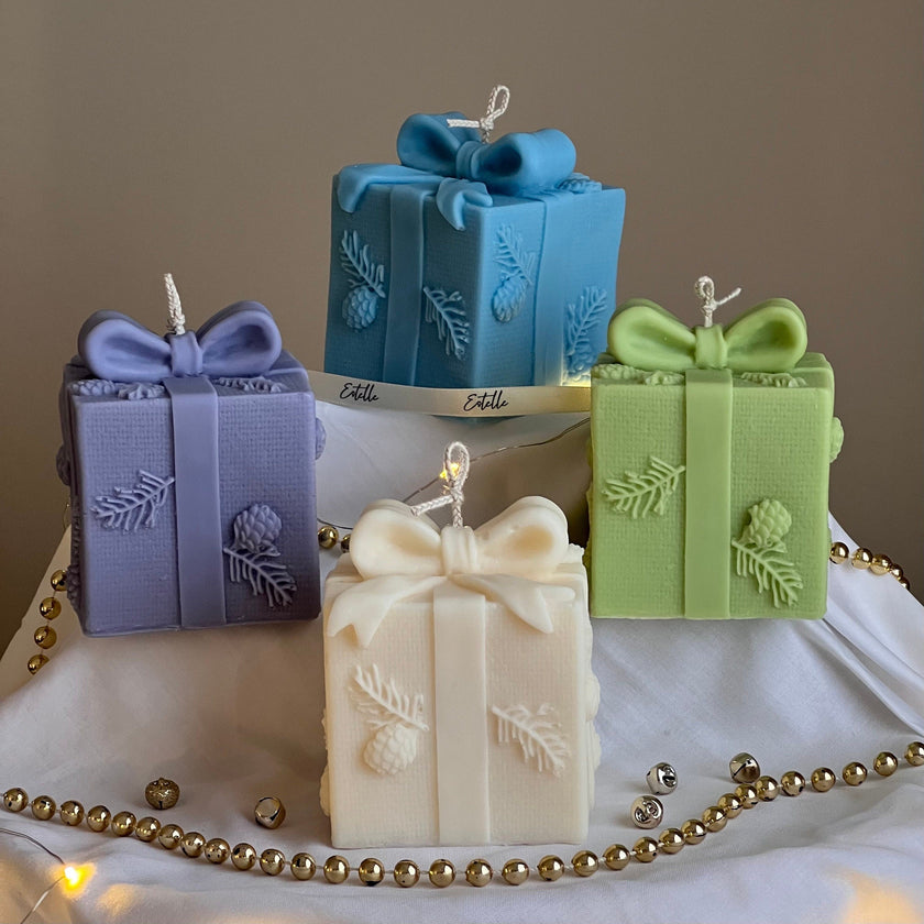 Christmas Gift Box Candle | Hand-Poured Soy Wax Candle | Festive Decor