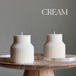 Geometric Ribbed Soy Pillar Candle: Minimalist Home Decor