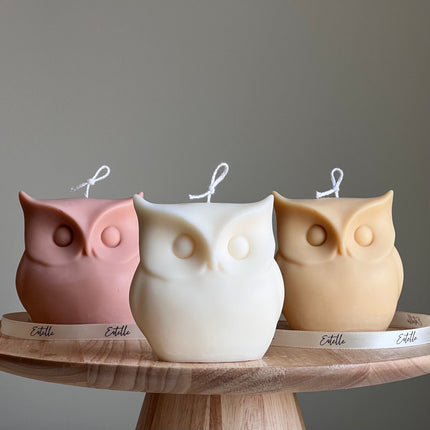 Sculptural Owl Candle | Vegan Soy Wax, Autumn Home Decor