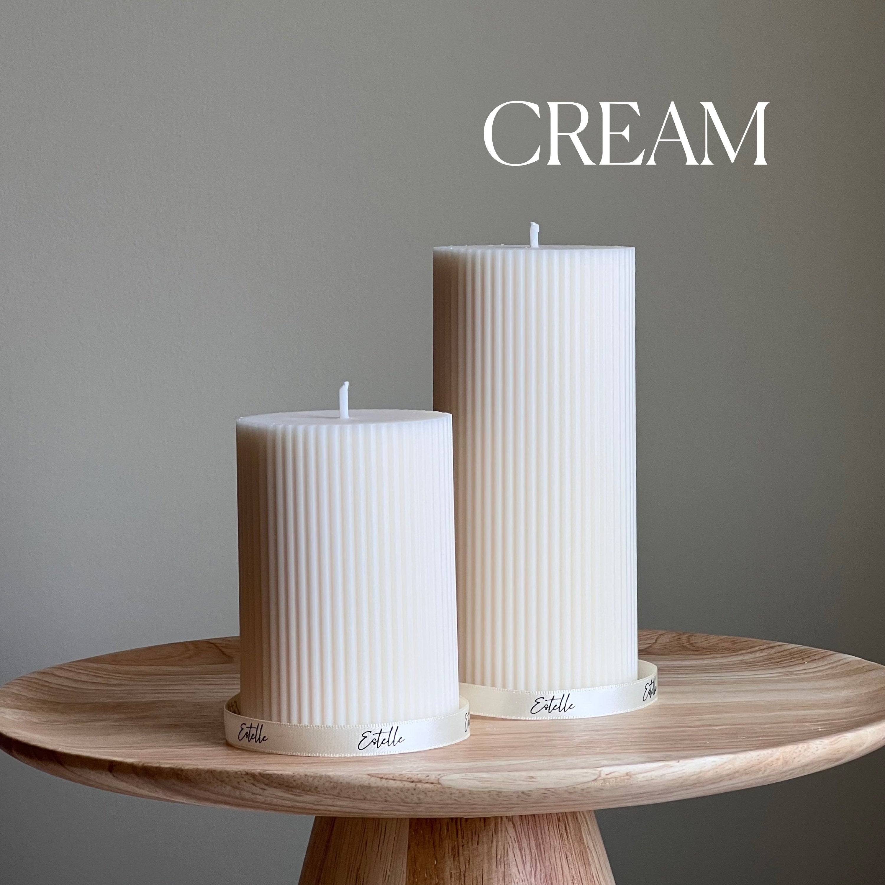 Soy Wax Ribbed Pillar Candle Set | Unscented, Decorative